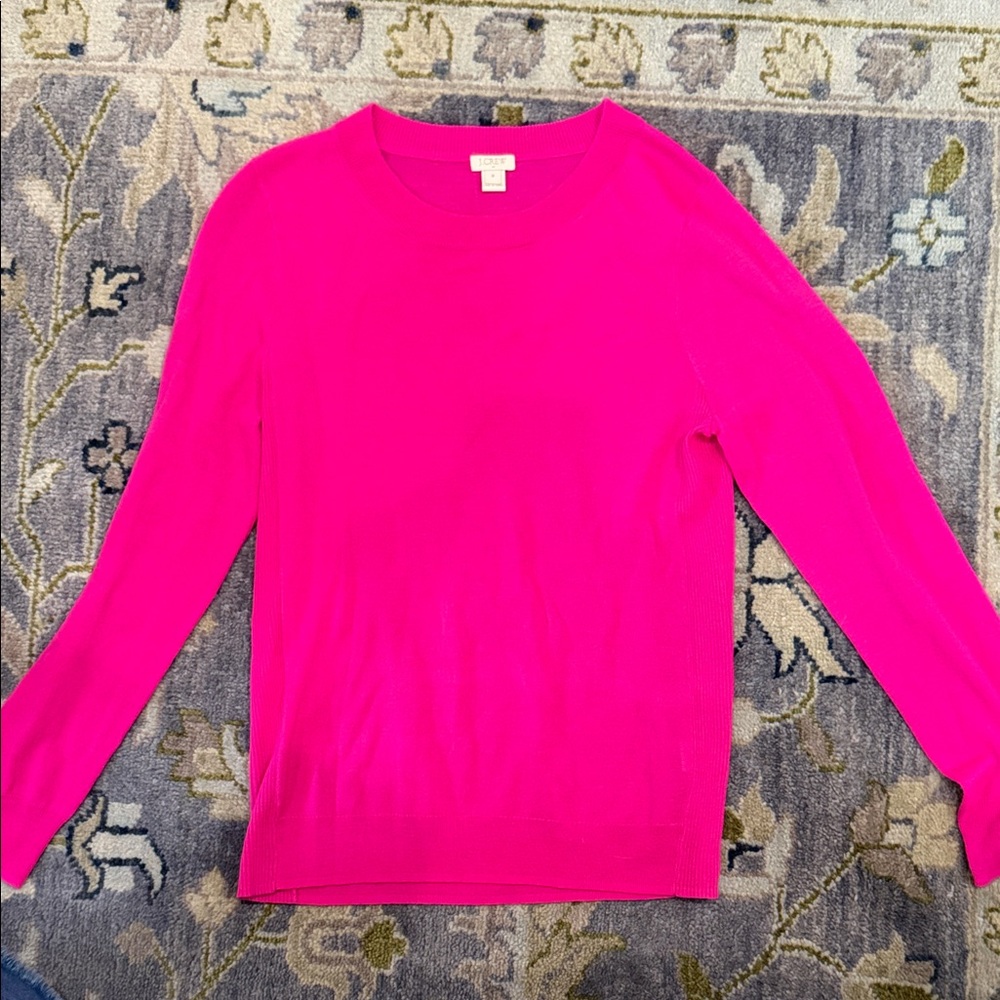 J. Crew Vibrant Pink Crew Neck Sweater